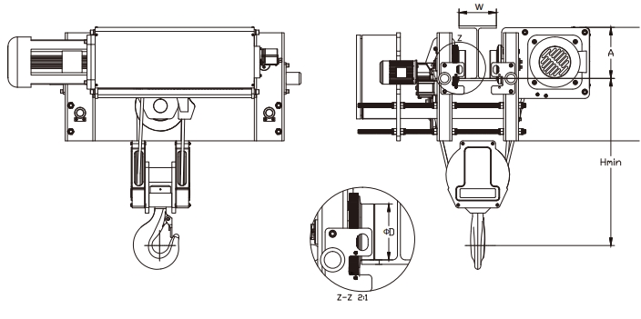 Low Headroom Wire Rope Hoist WHLB Type