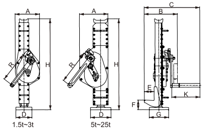 Mechanical Rack Jack RJ Type Steel Head and Toe