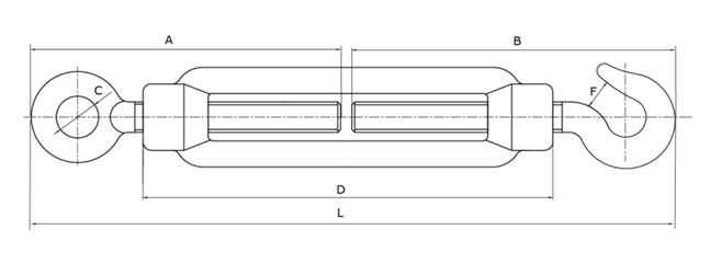 DIN 1480 Turnbuckle with Hook and Eye