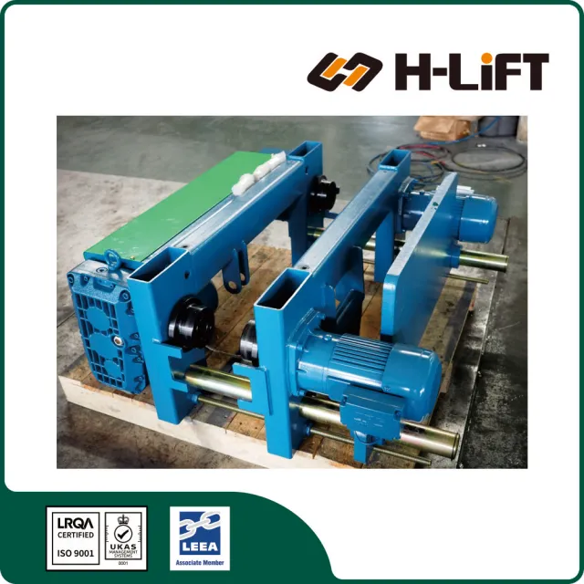 low-headroom wire rope hoist trolley assembly
