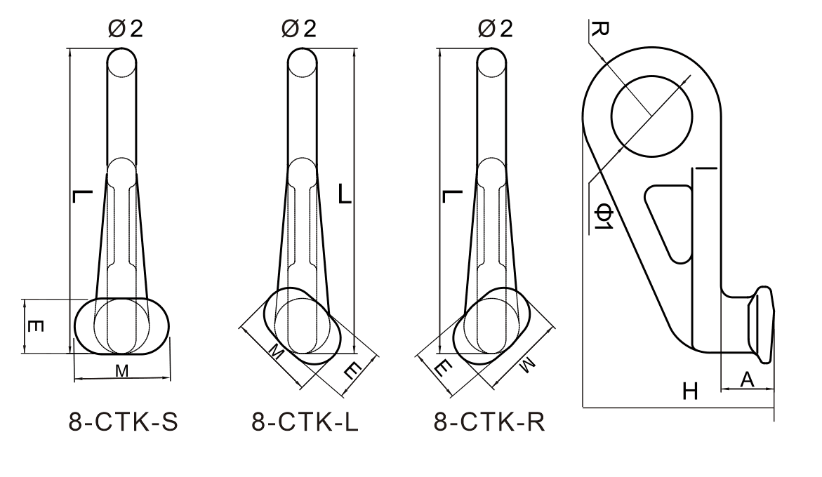 Grade 80 Container Hooks Diagrams