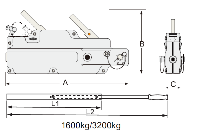 Steel Housing Manual Hoist 3200kg Model