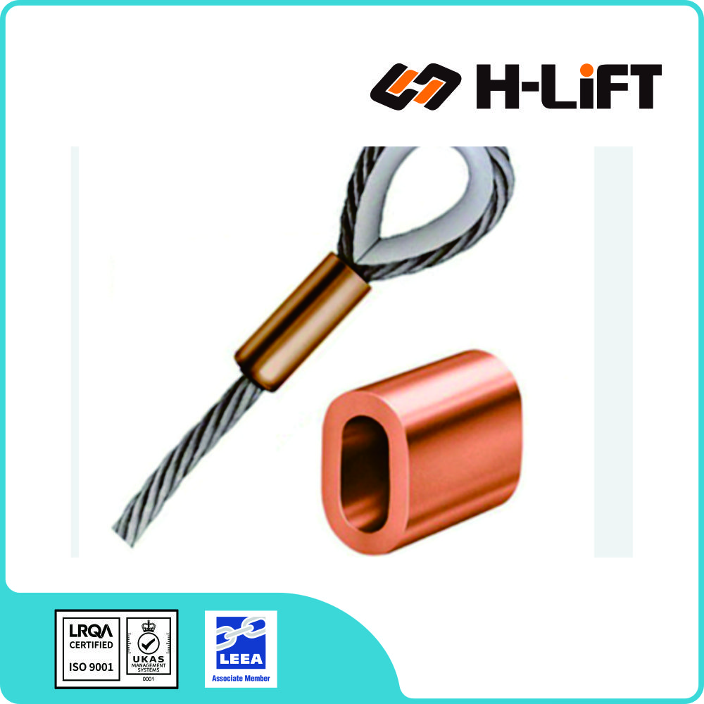 Wire Rope Ferrell Copper Ferrules for Stainless Steel Wire Rope | Swaging Sleeves - H-Lift