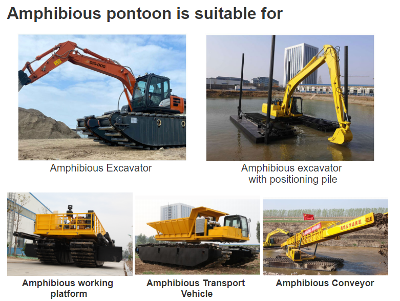 DIG DOG High Quality Amphibious Excavator dredger pontoon Undercarriage Swamp Amphibious Pontoon