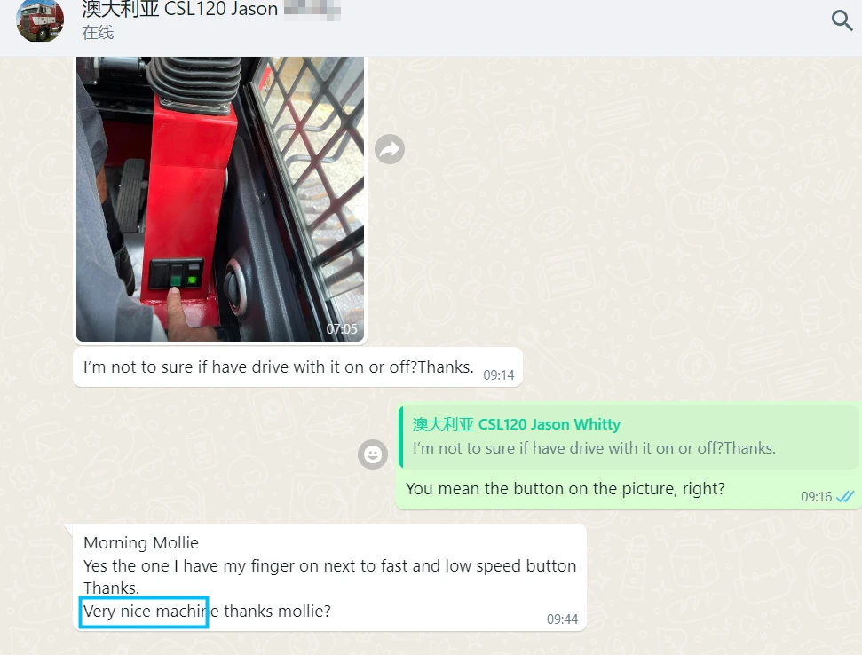 Feedback from a customer in Australia regarding the DIG-DOG CSL120 1.5 ton tracked skid steer loader.