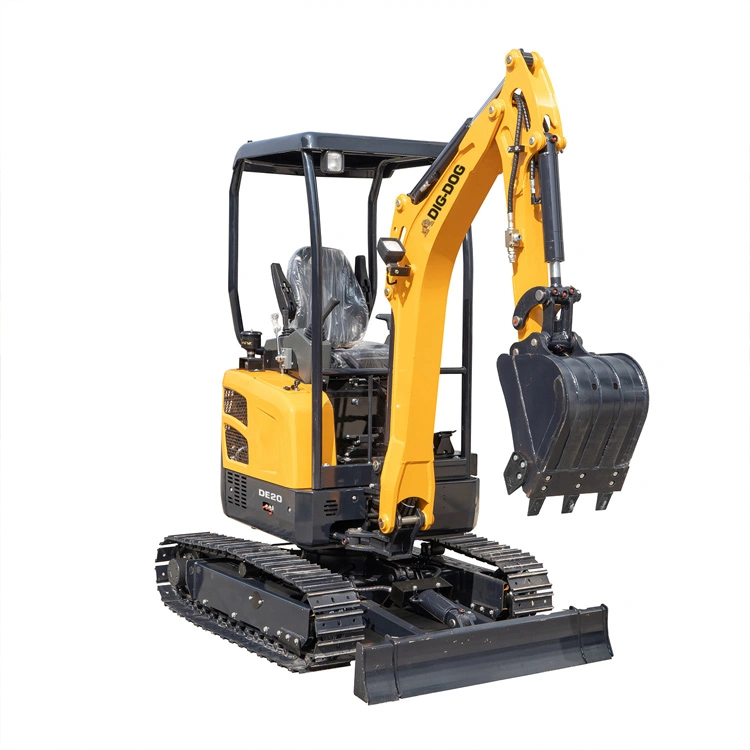 DIG-DOG DE20 compact excavator side view used as the media module