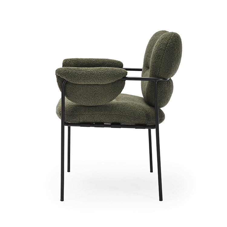 Lambswool Fabric Olive Green Armchair 630*670*800mm For Europe，Middle East and Russia Market