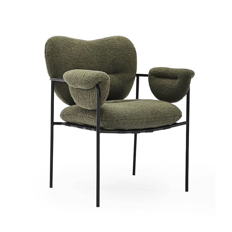 Lambswool Fabric Olive Green Armchair 630*670*800mm For Europe，Middle East and Russia Market