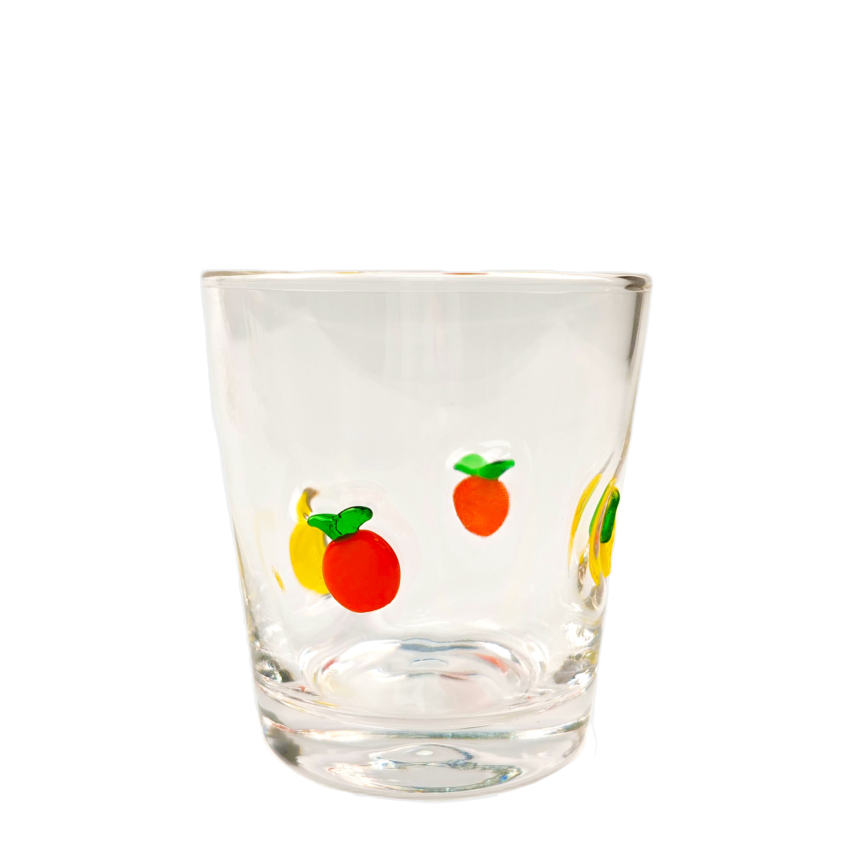 Hand-Painted Fruit Pattern Clear Glass Tumbler for Drinks