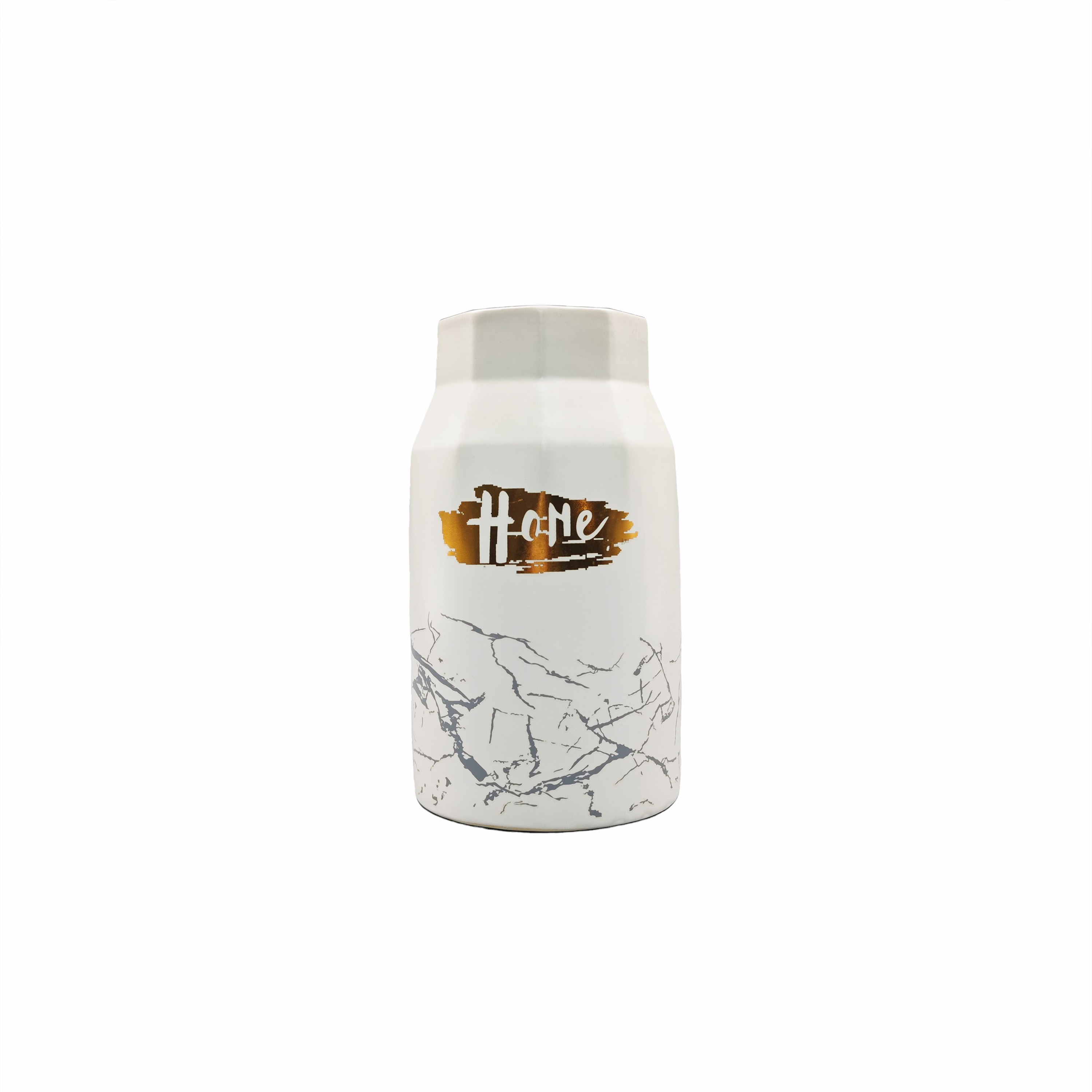White Ceramic Vase with Leaf Pattern - Minimalist Home Decor