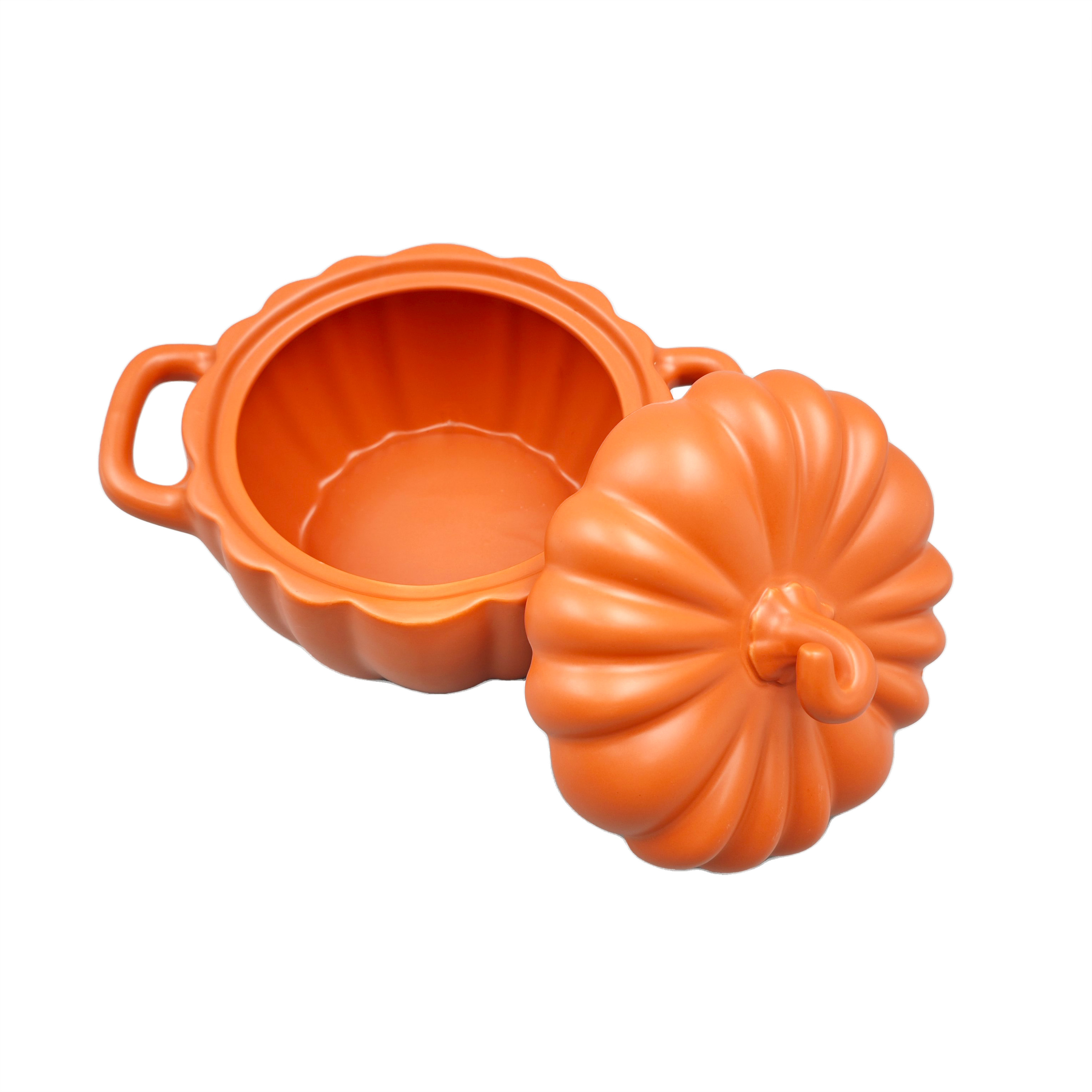 Orange Pumpkin - shaped Ceramic Casserole Dish with Lid
