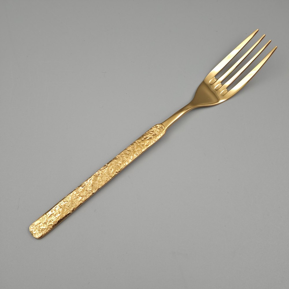 Gold - Plated Cutlery Set with Blue Glitter Handles - Elegant Tableware