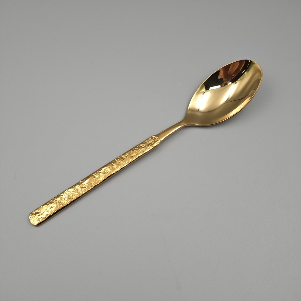 Gold - Plated Cutlery Set with Blue Glitter Handles - Elegant Tableware