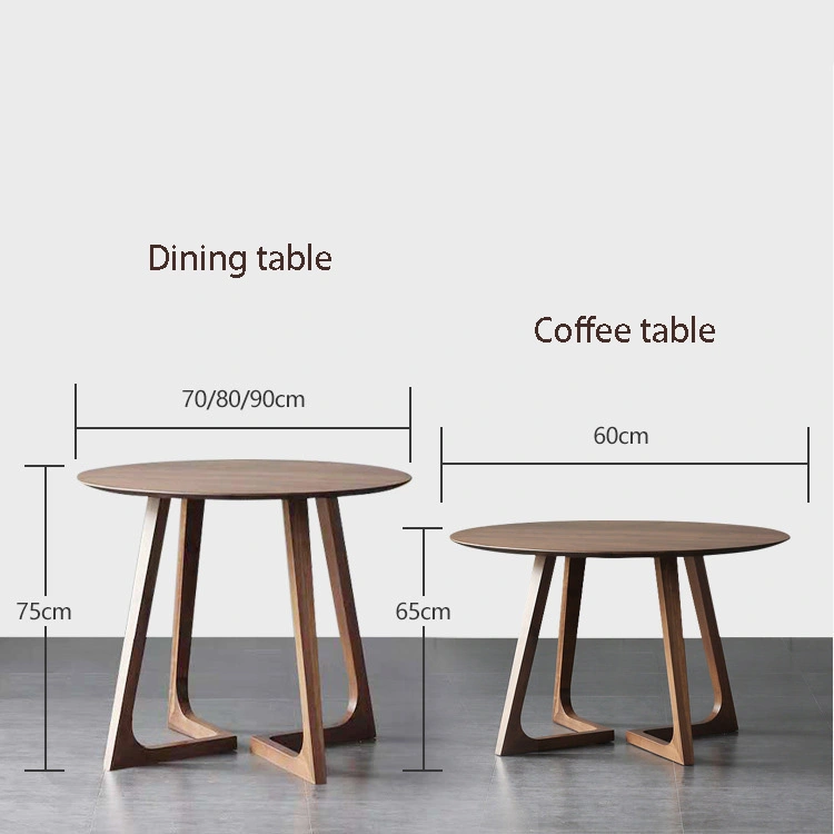 Round Wooden Dining Table with Triangular Legs