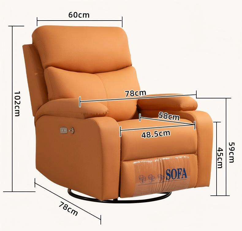 Premium Light Gray Reclining Sofa Chair