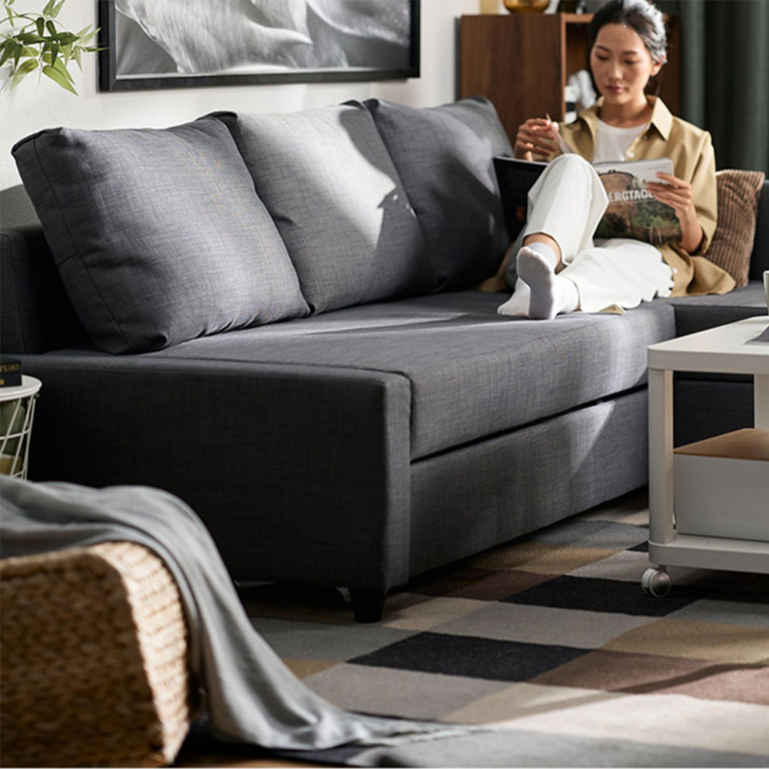 Modern Gray L-Shaped Sleeper Sofa - Multifunctional Storage Sofa Bed for Living Room