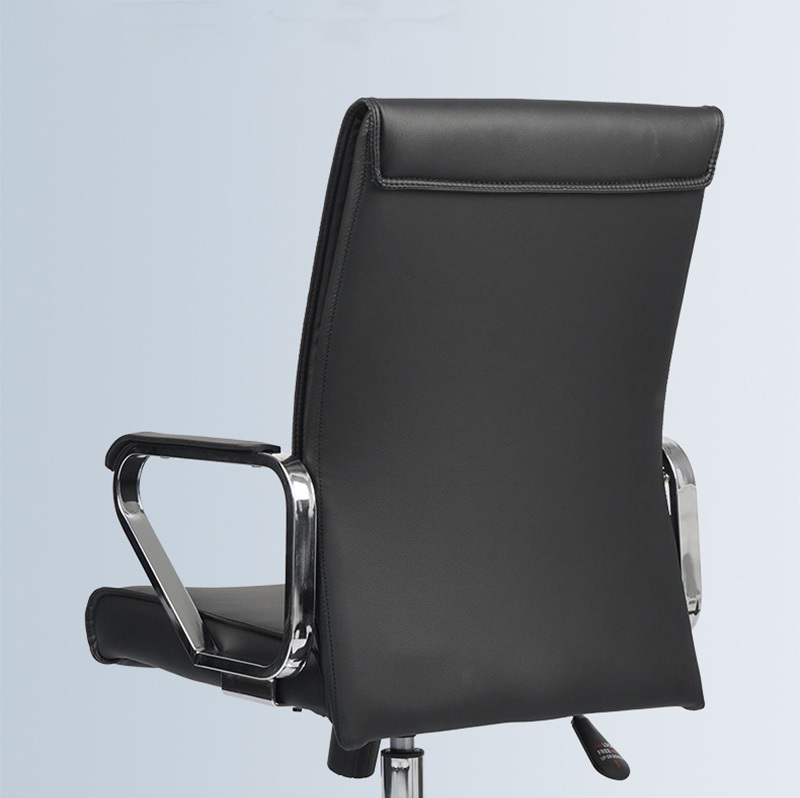 Black Leather Office Chair with Chrome Base - Adjustable & Stylish