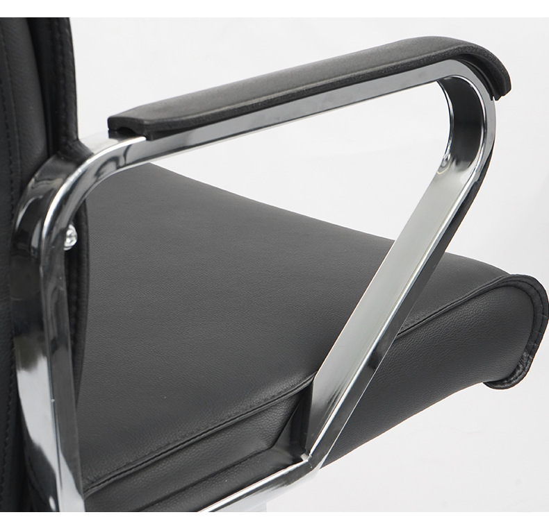 Black Leather Office Chair with Chrome Base - Adjustable & Stylish
