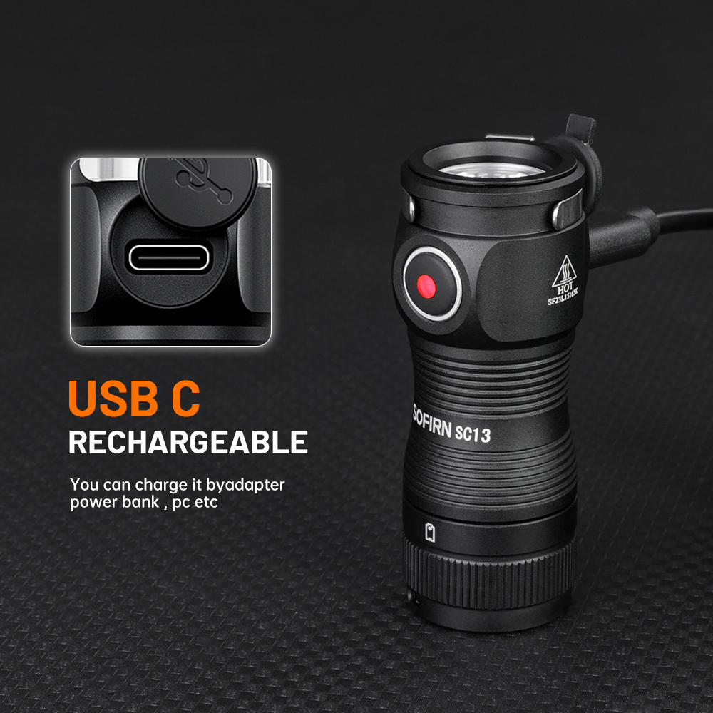 SC13 6000K SST40 LED 1300лм Мини Тактический фонарик 18350 6000K Аккумуляторный фонарь для ключей