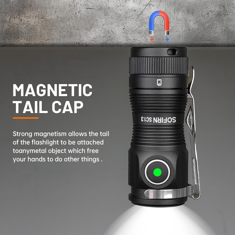 SC13 6000K SST40 LED 1300лм Мини Тактический фонарик 18350 6000K Аккумуляторный фонарь для ключей