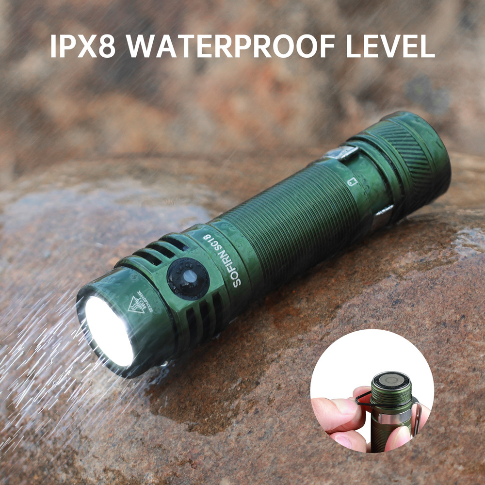 SC18 6000K Карманный фонарь 1800лм Type-c TIR Линза EDC аккумуляторный 18650