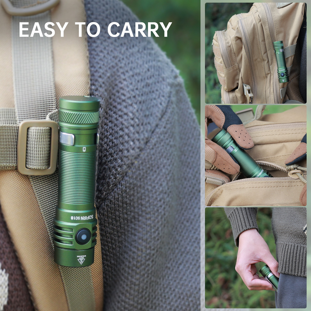 SC18 6000K Карманный фонарь 1800лм Type-c TIR Линза EDC аккумуляторный 18650