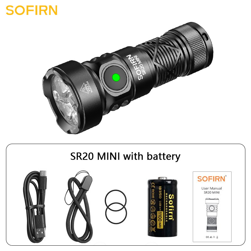 SR20 мини-фонарик 1200LM CSP2323 Светодиодный18350 USB C перезаряжаемый фонарик с красным светом и магнитом