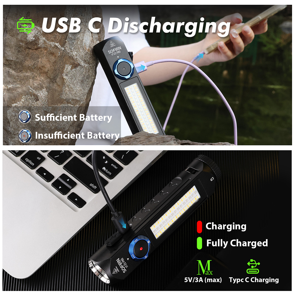 IF23 PRO RGB фонарик 5000lm XHP70B Мощный 21700 5V 3A USB C перезаряжаемый фонарь с магнитом