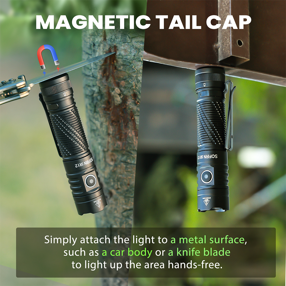 SR12 6000-6500K EDC фонарик 1450LM Мощный свет 18650 USB C Перезаряжаемый фонарь IP68