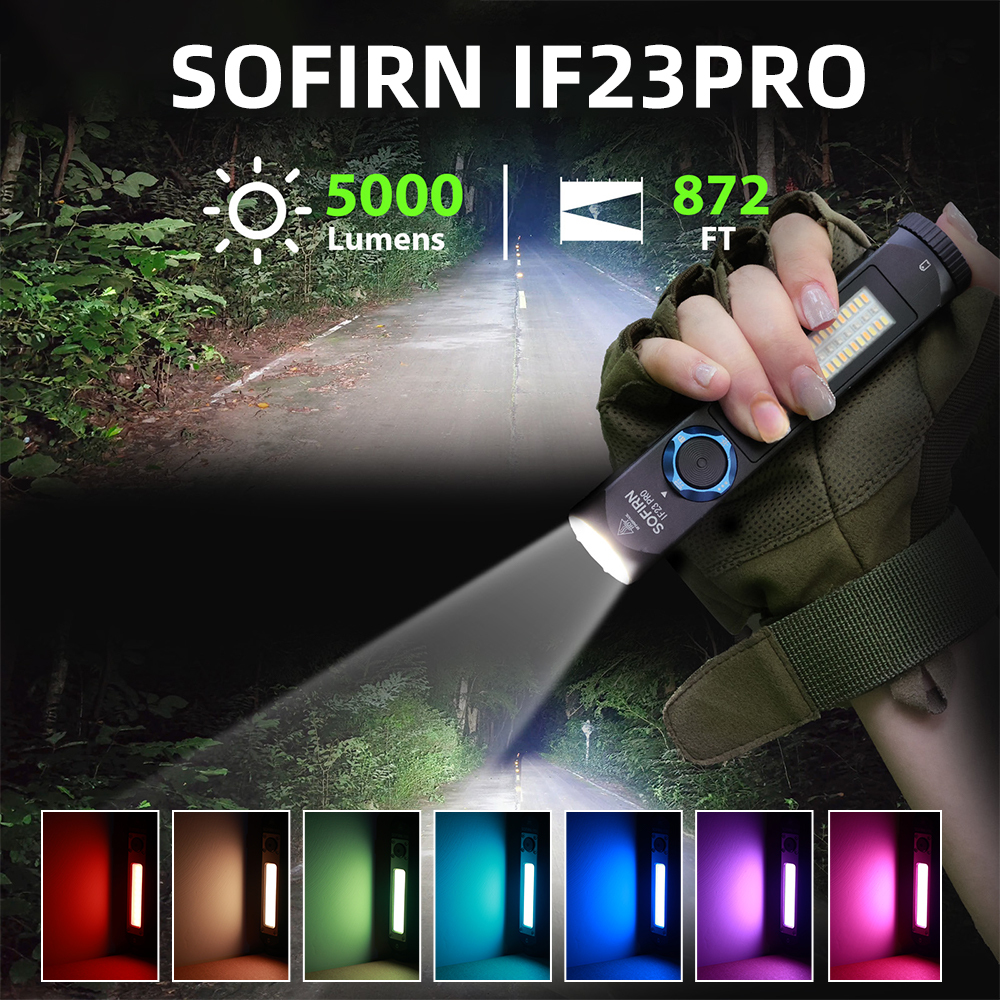 IF23 PRO RGB фонарик 5000lm XHP70B Мощный 21700 5V 3A USB C перезаряжаемый фонарь с магнитом