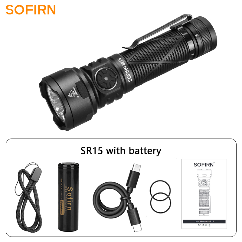 SR15 SFT25R 6000-6500K мощный фонарь 4500lm дальность 510 м USB C IP68 перезаряжаемый фонарик