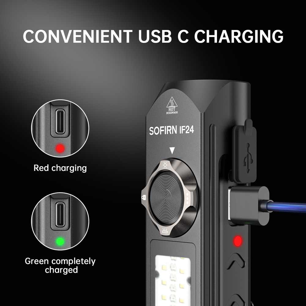 IF24 SST40 6000K RGB 2000лм Мощный фонарик с магнитным Type-C перезаряжаемый аккумуляторный фонарик 18650