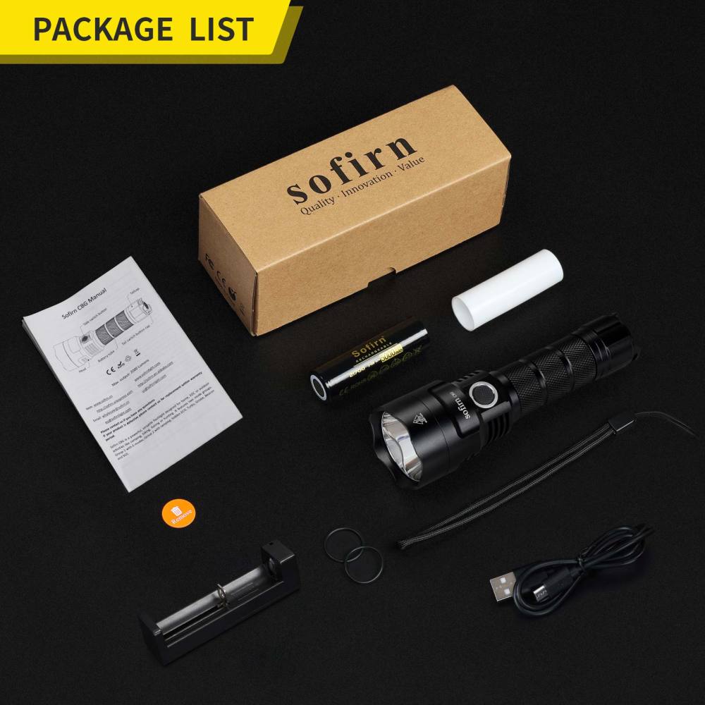 C8G 6000K 2000лм Фонарик аккумуляторный тактический 21700 18650 светодиодный мощный фонарь