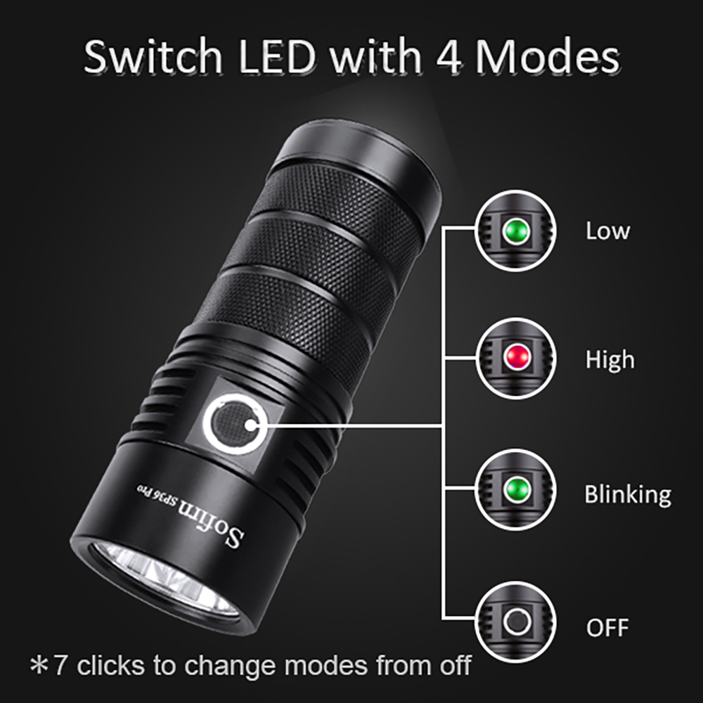 SOFIRN SP36 Pro SST40  8000лм Мощный фонарик Type-C 18650 аккумуляторный фонарь