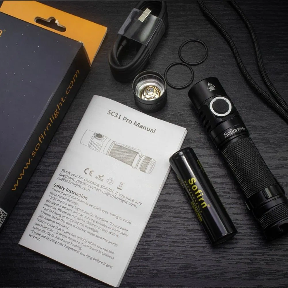 SC31 Pro 5000К 6000K аккумуляторный светодиодный фонарик мощный 2000лм 18650 фонарь Anduril 2.0