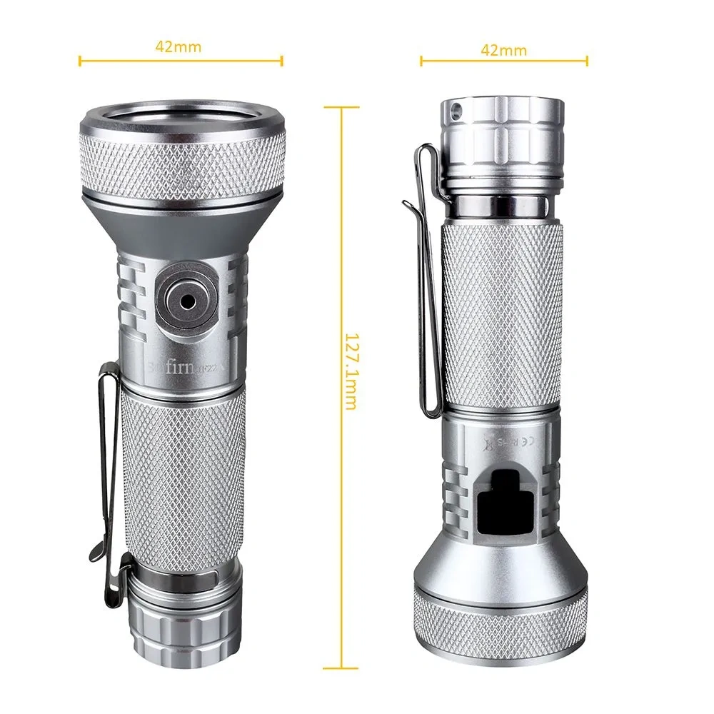 Sofirn IF22A SFT40 Silver 6000K 2100лм USB C перезаряжаемый мощный 21700 светодиодный фонарь 683M дальнего действия