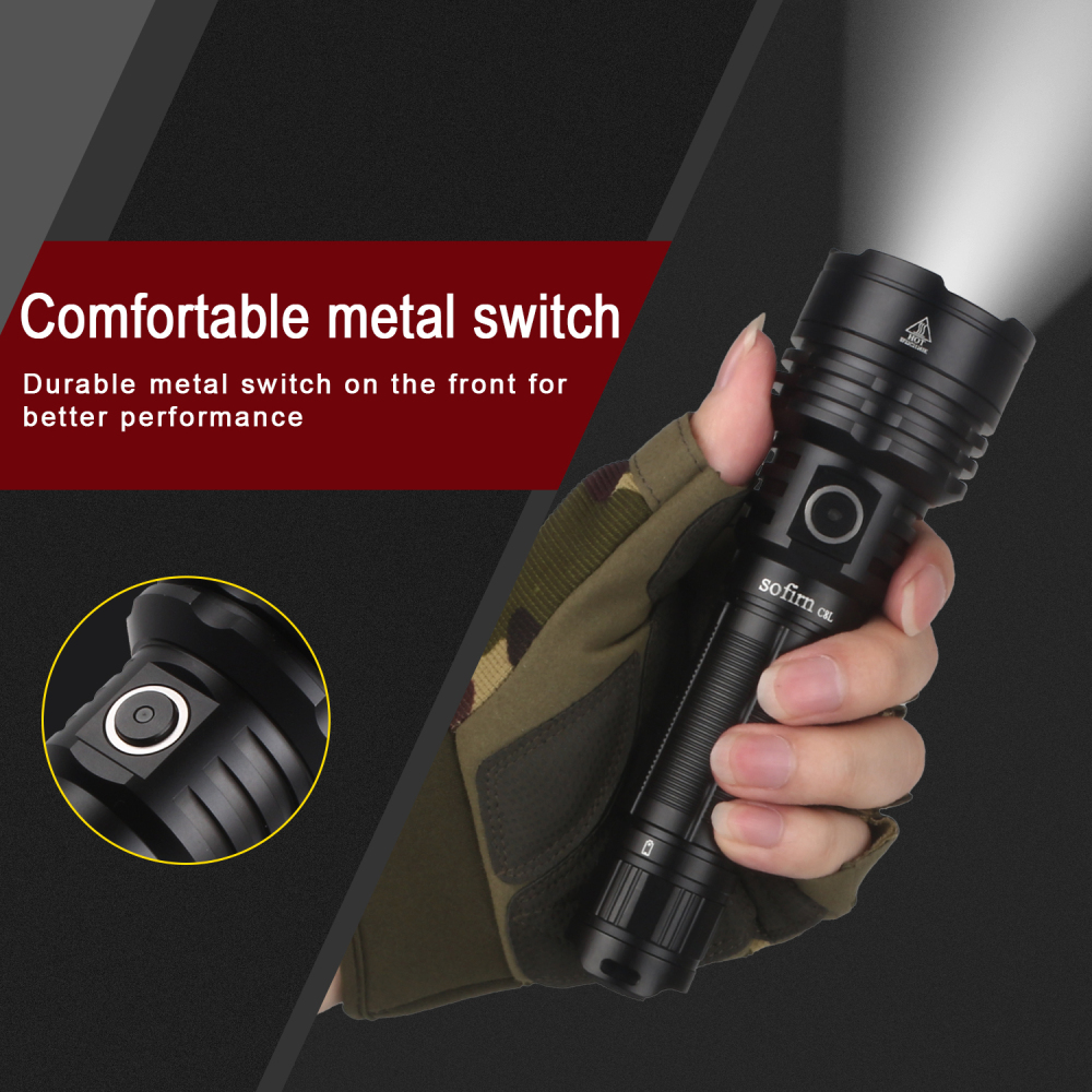 C8L 6000K XHP50D Mощный тактический фонарик 3100лм 21700 светодиодный аккумуляторный фонарь Type-c