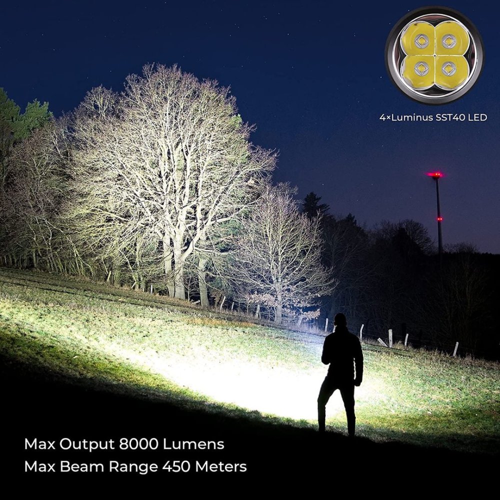 SOFIRN SP36 Pro SST40  8000лм Мощный фонарик Type-C 18650 аккумуляторный фонарь