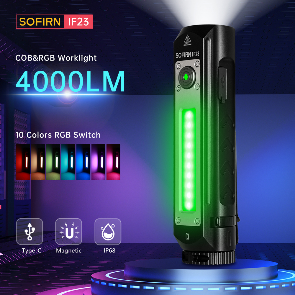 IF23 6000K XHP50D Мощный светодиодный фонарь 21700 аккумулятор 4000лм USB C Перезаряжаемый прожектор Фонарь с магнитом