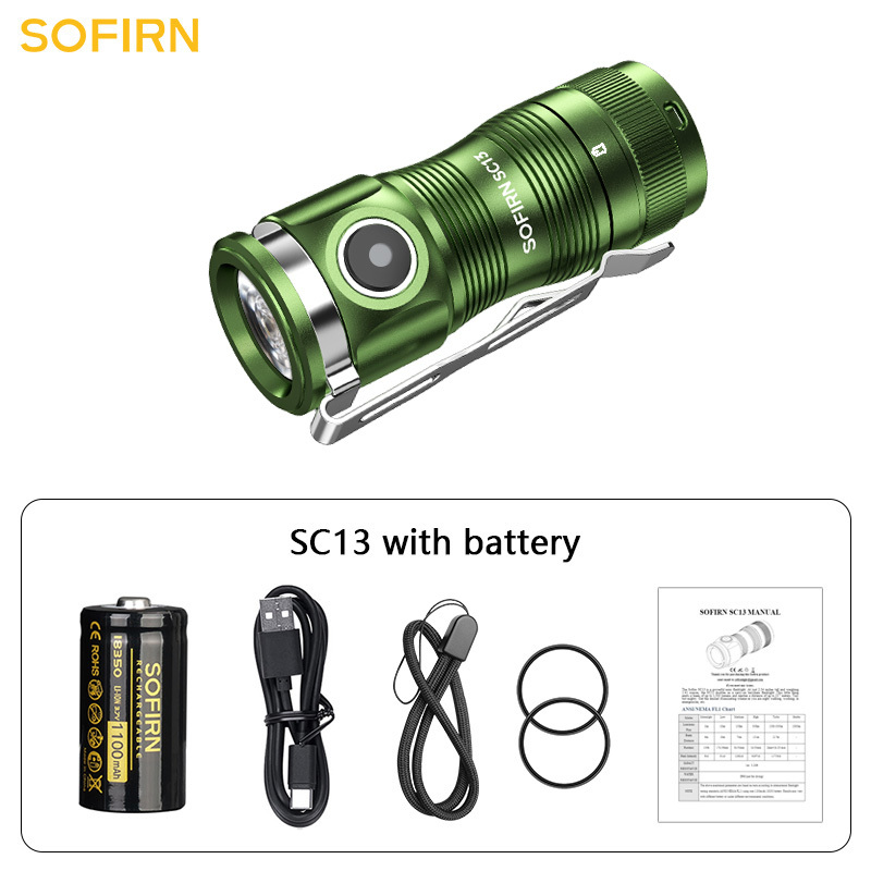 SOFIRN SC13 6000K SST40 LED 1300лм Мини Тактический фонарик 18350 6000K Аккумуляторный фонарь для ключей