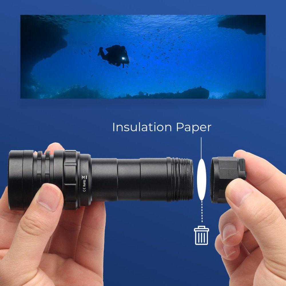 SD05 Подводный фонарь 3000лм 21700 Мощный аккумуляторный водолазный фонарик