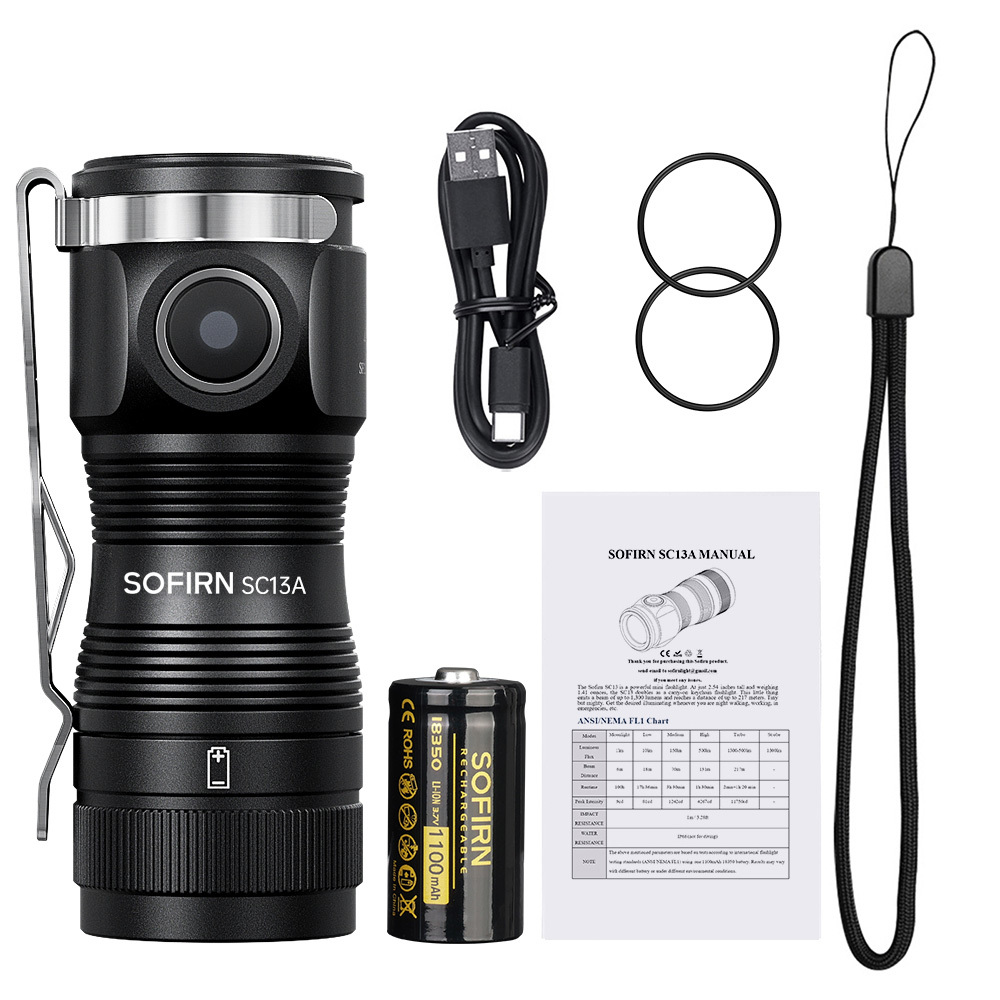 SC13A 519A Anduril мощный фонарик 1300lm перезаряжаемый фонарь 18350 высокий CRI