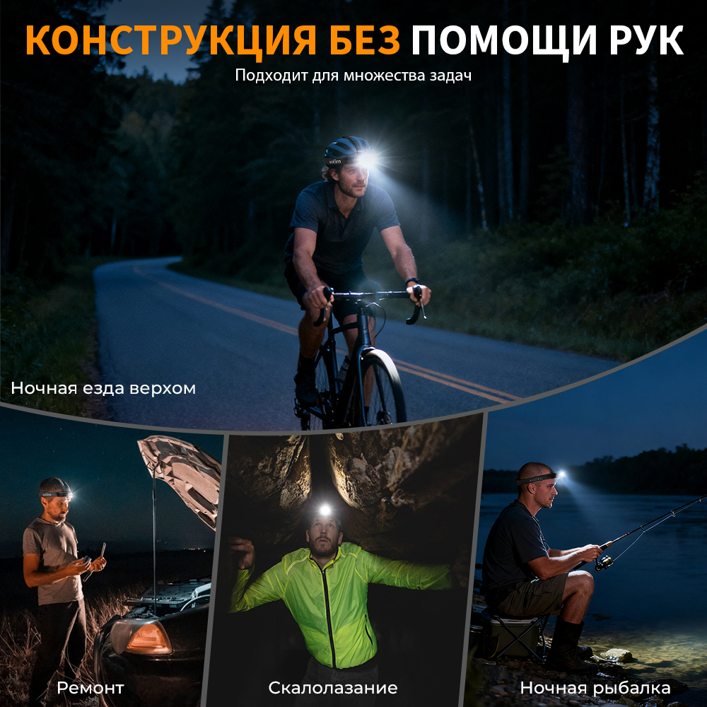 HS43 3200 люмен 6500-7000K, светодиод TN-3535, красный свет, поворотный магнитный переключатель, Магнитное основание фонарь налобный аккумуляторный