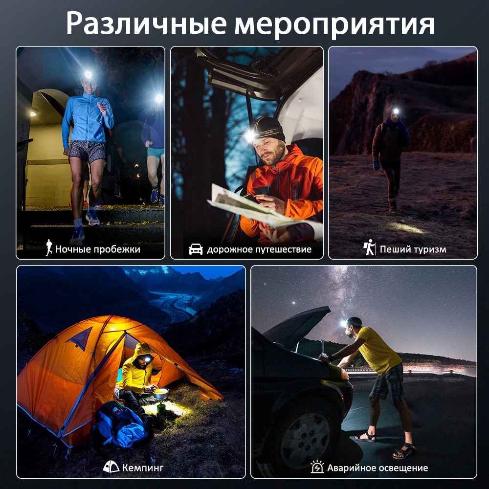 HS22 2500lm Налобный фонарь с несколькими источниками света SFT25R, перезаряжаемый на 6000 К, с двойным переключателем теплого света на 2700 К