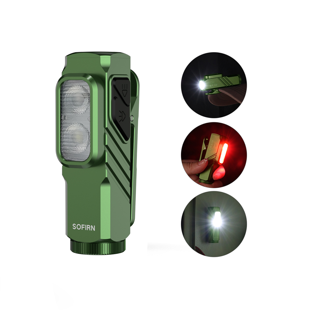 SOFIRN ST10 Мини-зажимной фонарик 1000лм с белым и красным светом двойной источник света двойной переключатель