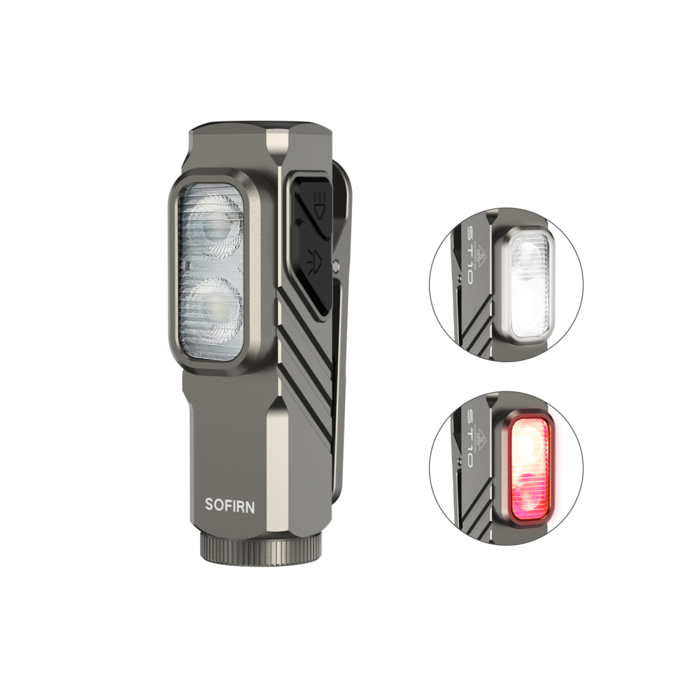 SOFIRN ST10 Мини-зажимной фонарик 1000лм с белым и красным светом двойной источник света двойной переключатель