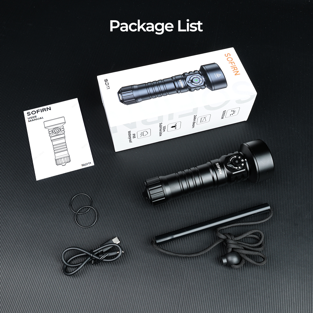 SOFIRN SD11 5000lm Водолазный фонарик 3000K-6000K Теплый и холодный свет красный свет 3 в 1 26800 Перезаряжаемый фонарик 100 метров под водой