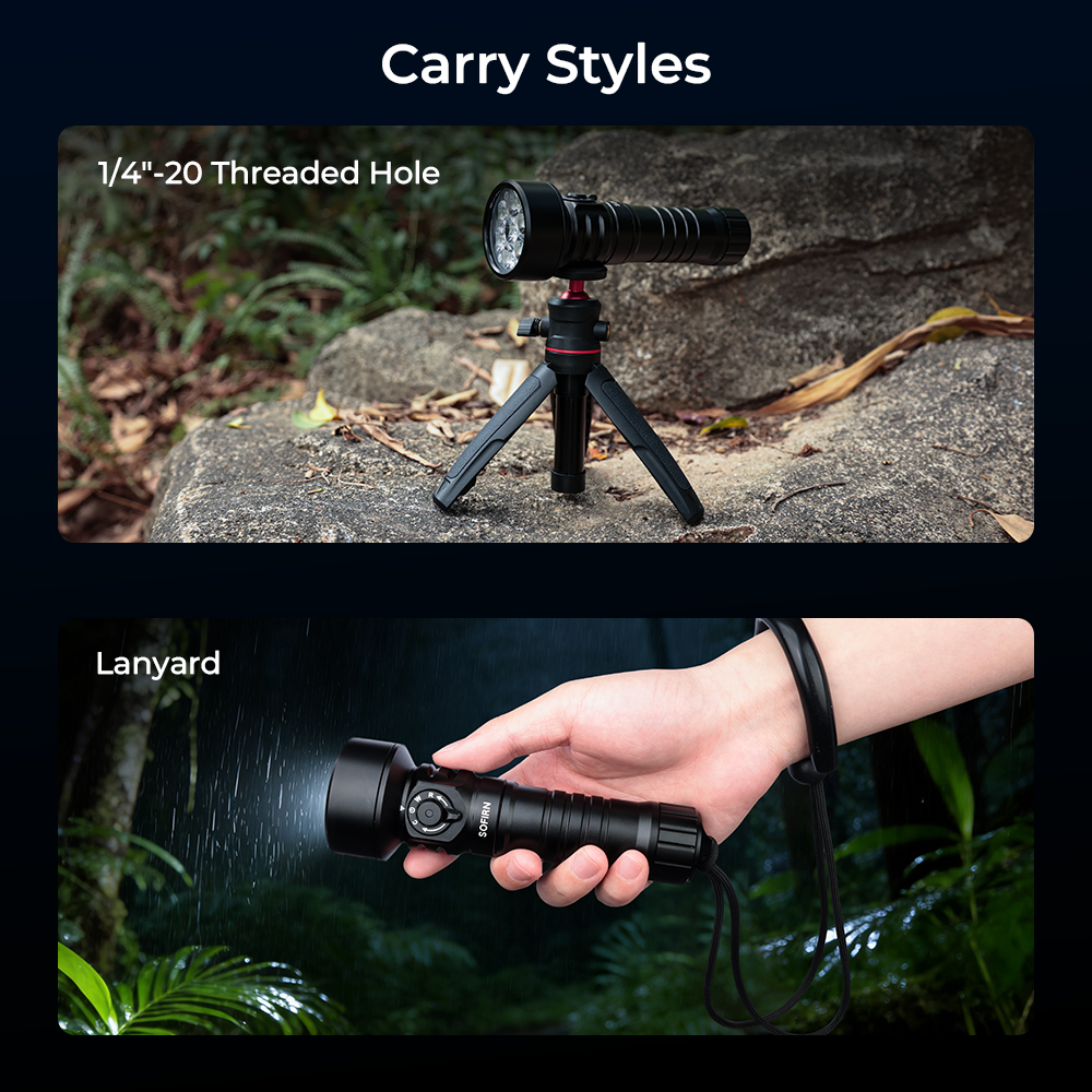 SOFIRN SD11 5000lm Водолазный фонарик 3000K-6000K Теплый и холодный свет красный свет 3 в 1 26800 Перезаряжаемый фонарик 100 метров под водой