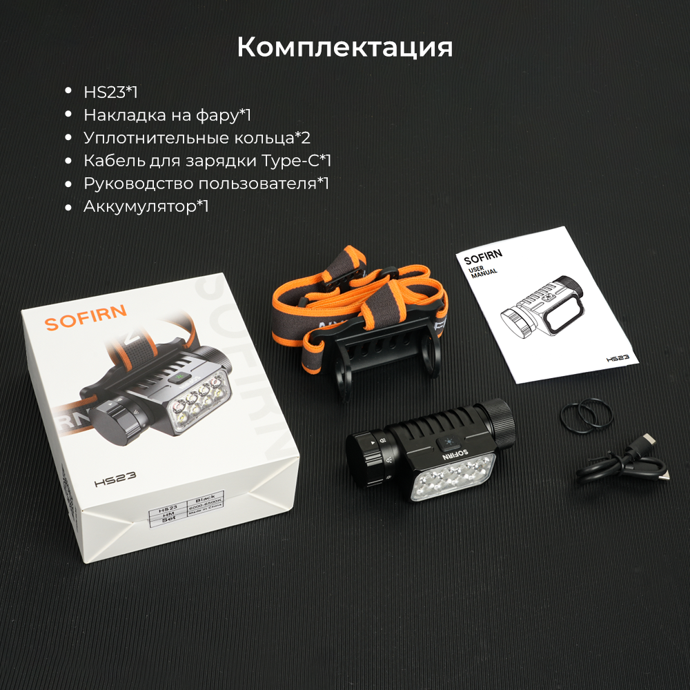 Sofirn HS23 налобный фонарь 3320lm мощный уличный перезаряжаемый фонарик 5000K-6500K Красный свет с магнитным хвостовиком