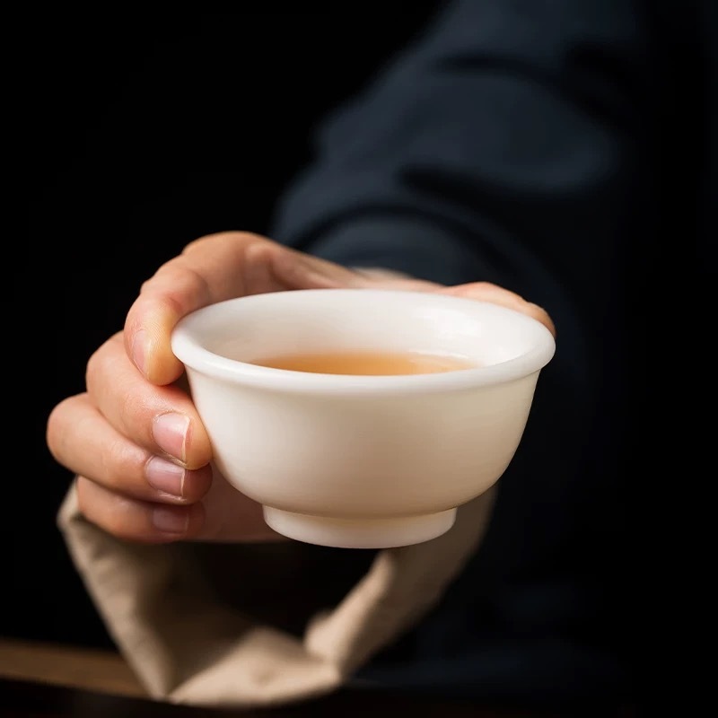 Handmade White Porcelain Sheep Jade Porcelain Premium Tea Set